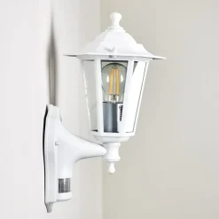 Applique Murale D'Exterieur Loria Blanc, 1 Lumiere, Detecteur De Mouvement