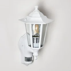 Applique Murale D'Exterieur Loria Blanc, 1 Lumiere, Detecteur De Mouvement