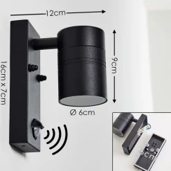 Applique Murale D'Exterieur Froslev Led Noir, 1 Lumiere, Detecteur De Mouvement