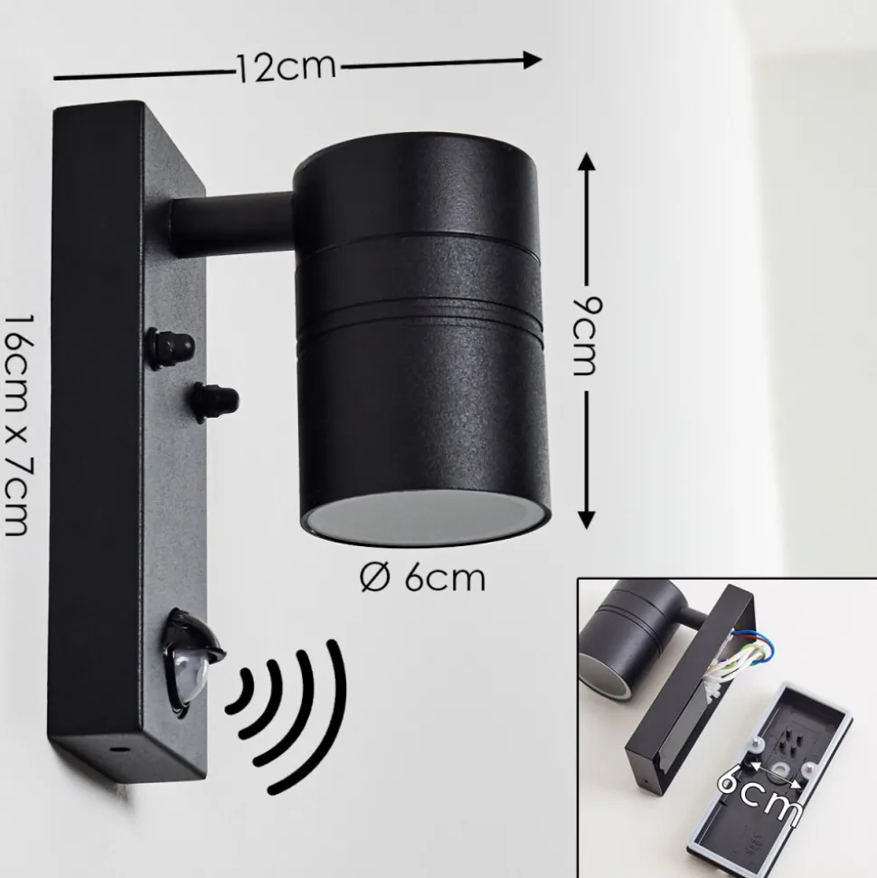 Applique Murale D'Exterieur Froslev Led Noir, 1 Lumiere, Detecteur De Mouvement