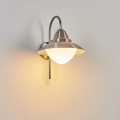 Applique Murale D'Exterieur Gielas Led Nickel Mat, 1 Lumiere
