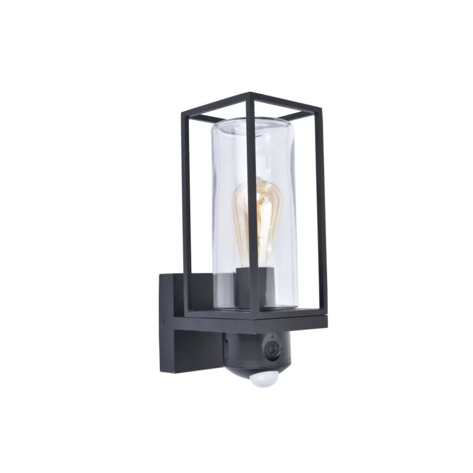 Applique Murale D'Exterieur Lutec Flair Noir, 1 Lumiere, Detecteur De Mouvement