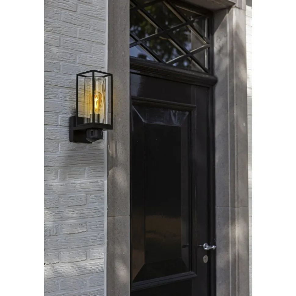 Applique Murale D'Exterieur Lutec Flair Noir, 1 Lumiere, Detecteur De Mouvement