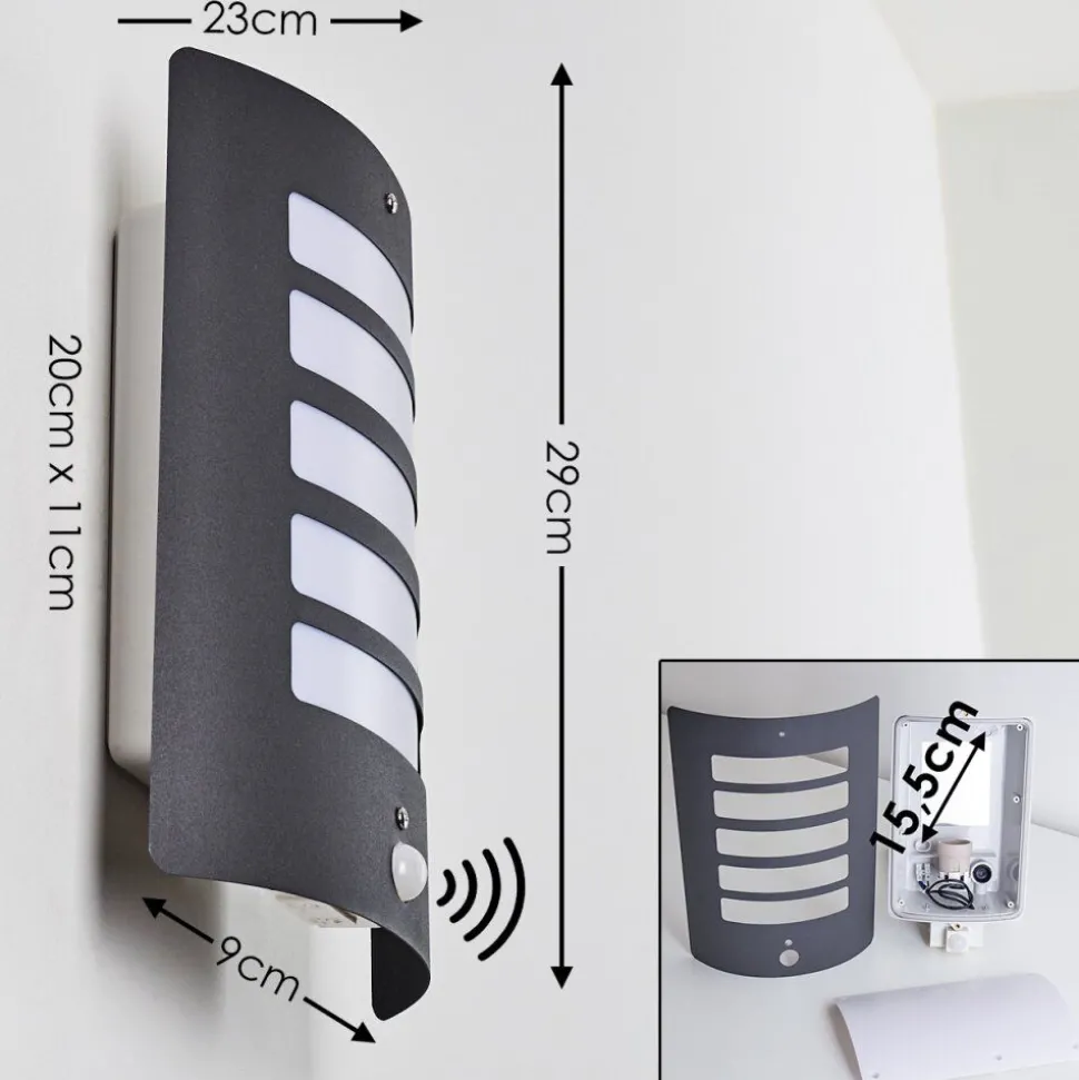 Applique Murale D'Exterieur Alslev Anthracite, 1 Lumiere, Detecteur De Mouvement