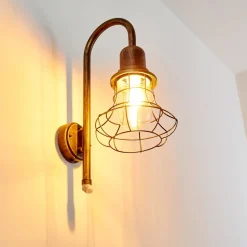 Applique Murale D'Exterieur Borkan Brun Dore, 1 Lumiere, Detecteur De Mouvement