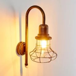 Applique Murale D'Exterieur Borkan Brun Dore, 1 Lumiere, Detecteur De Mouvement