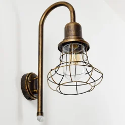 Applique Murale D'Exterieur Borkan Brun Dore, 1 Lumiere, Detecteur De Mouvement
