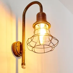 Applique Murale D'Exterieur Borkan Brun Dore, 1 Lumiere, Detecteur De Mouvement