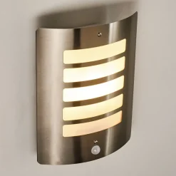 Applique Murale D'Exterieur Alslev Acier Inoxydable, 1 Lumiere, Detecteur De Mouvement