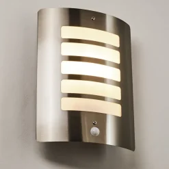 Applique Murale D'Exterieur Alslev Acier Inoxydable, 1 Lumiere, Detecteur De Mouvement