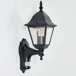 Applique Murale D'Exterieur Naofe Noir, 1 Lumiere, Detecteur De Mouvement
