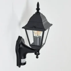 Applique Murale D'Exterieur Naofe Noir, 1 Lumiere, Detecteur De Mouvement
