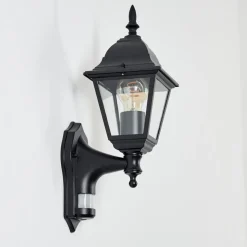 Applique Murale D'Exterieur Naofe Noir, 1 Lumiere, Detecteur De Mouvement