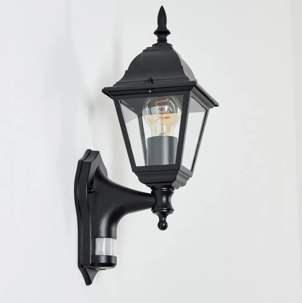 Applique Murale D'Exterieur Naofe Noir, 1 Lumiere, Detecteur De Mouvement