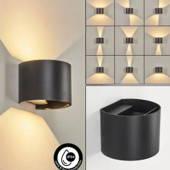 Applique Murale D'Exterieur Tamarin Led Noir, 2 Lumieres