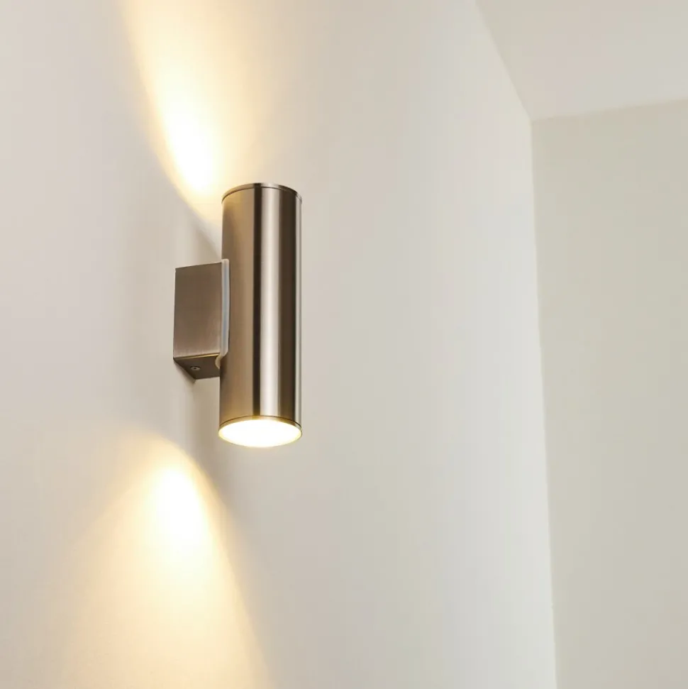Applique Murale D'Exterieur Brachy Led Acier Inoxydable, 2 Lumieres