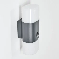 Applique Murale D'Exterieur Belerda Led Anthracite, 2 Lumieres, Detecteur De Mouvement
