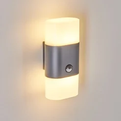Applique Murale D'Exterieur Belerda Led Anthracite, 2 Lumieres, Detecteur De Mouvement