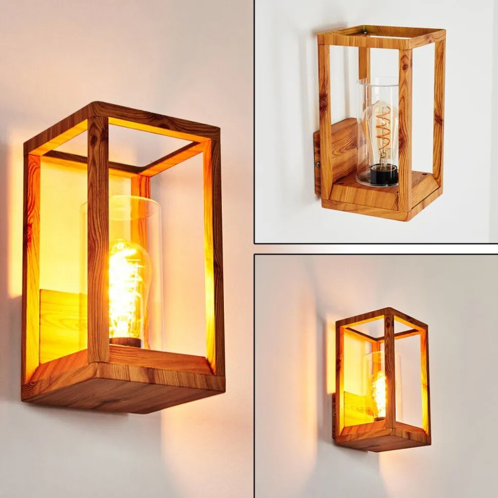 Applique Murale D'Exterieur Leset Brun, Couleur Bois, 1 Lumiere