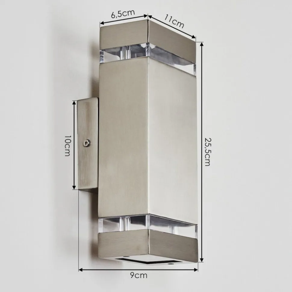 Applique Murale D'Exterieur Edevik Nickel Mat, 2 Lumieres