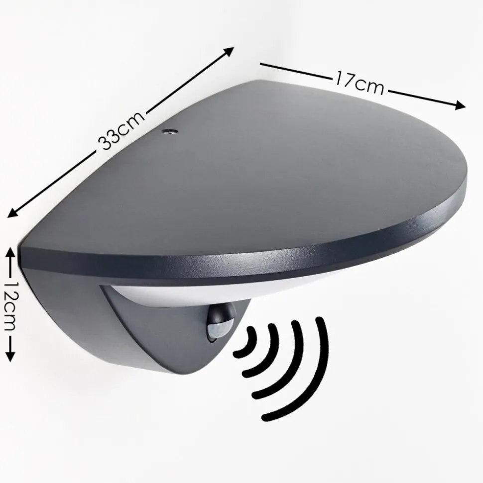 Applique Murale D'Exterieur Carano Led Noir, 1 Lumiere, Detecteur De Mouvement