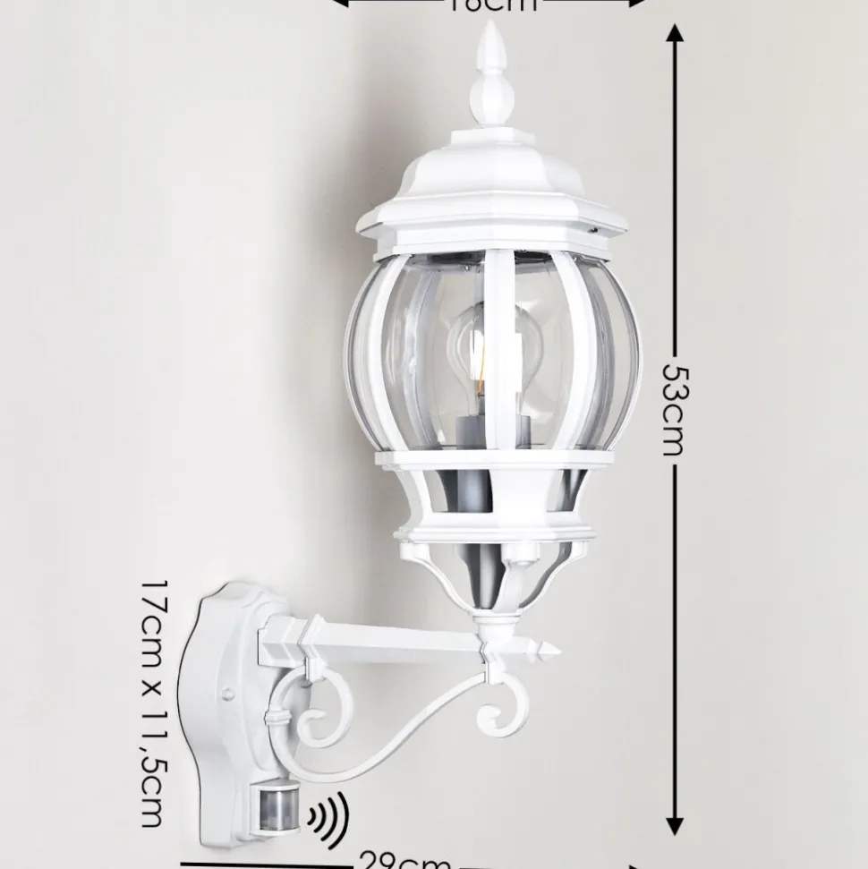 Applique Murale D'Exterieur Lentua Blanc, 1 Lumiere, Detecteur De Mouvement