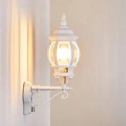 Applique Murale D'Exterieur Lentua Blanc, 1 Lumiere, Detecteur De Mouvement