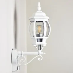 Applique Murale D'Exterieur Lentua Blanc, 1 Lumiere, Detecteur De Mouvement