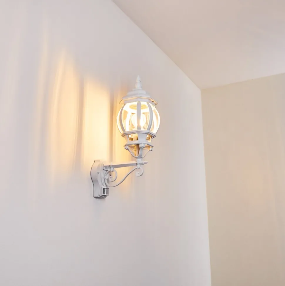 Applique Murale D'Exterieur Lentua Blanc, 1 Lumiere, Detecteur De Mouvement