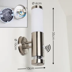 Applique Murale D'Exterieur Walise Acier Inoxydable, 1 Lumiere, Detecteur De Mouvement
