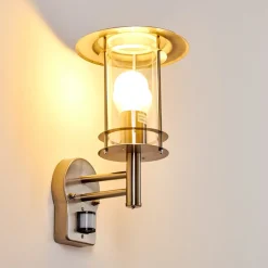 Applique Murale D'Exterieur Mulo Acier Inoxydable, 1 Lumiere, Detecteur De Mouvement