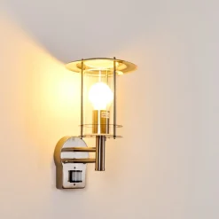 Applique Murale D'Exterieur Mulo Acier Inoxydable, 1 Lumiere, Detecteur De Mouvement