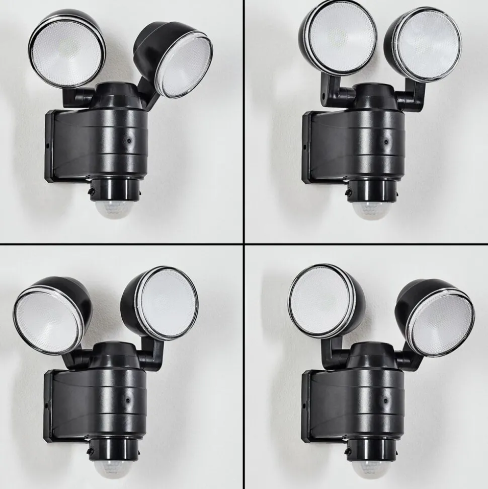 Applique Murale D'Exterieur Anyarhwi Led Noir, 2 Lumieres, Detecteur De Mouvement