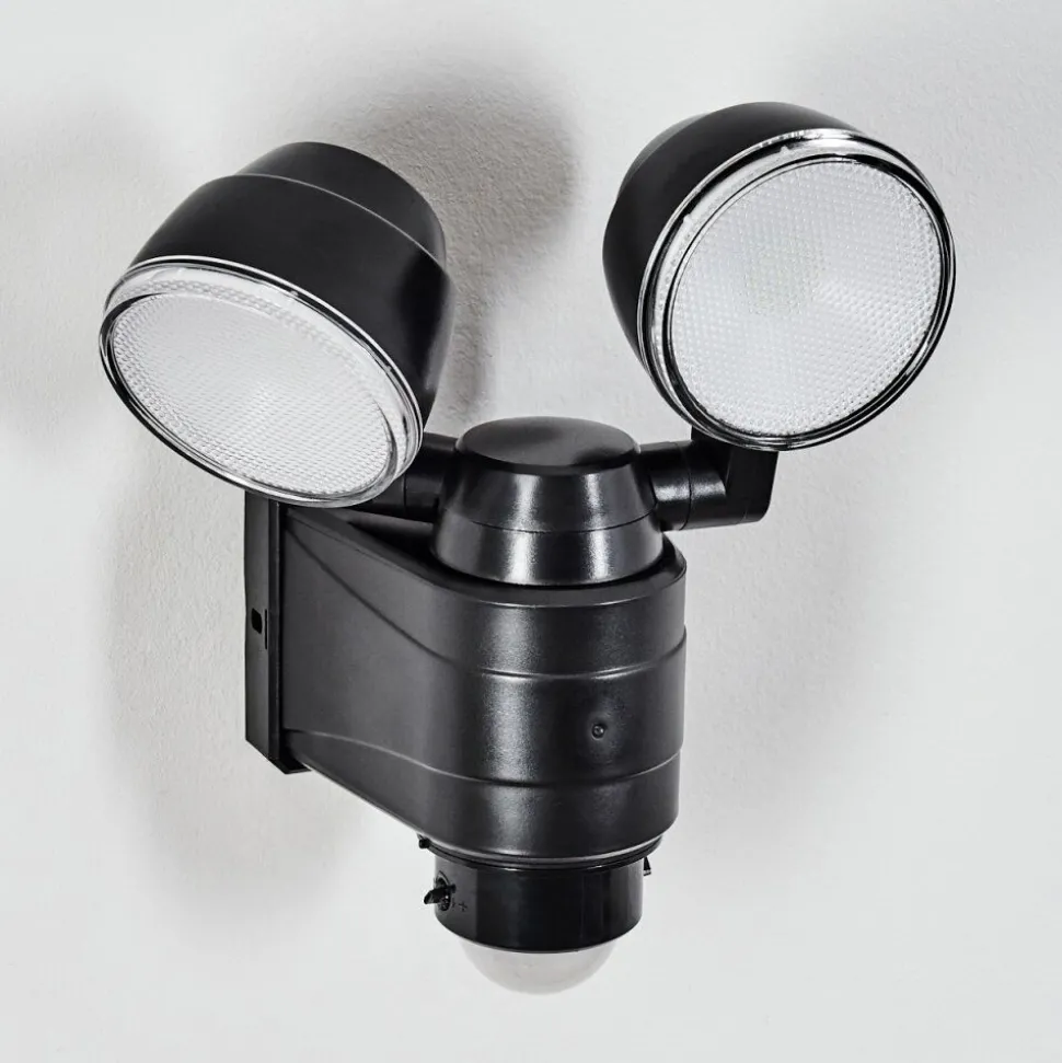 Applique Murale D'Exterieur Anyarhwi Led Noir, 2 Lumieres, Detecteur De Mouvement