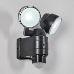 Applique Murale D'Exterieur Anyarhwi Led Noir, 2 Lumieres, Detecteur De Mouvement