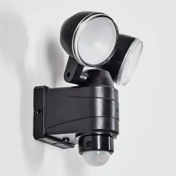 Applique Murale D'Exterieur Anyarhwi Led Noir, 2 Lumieres, Detecteur De Mouvement