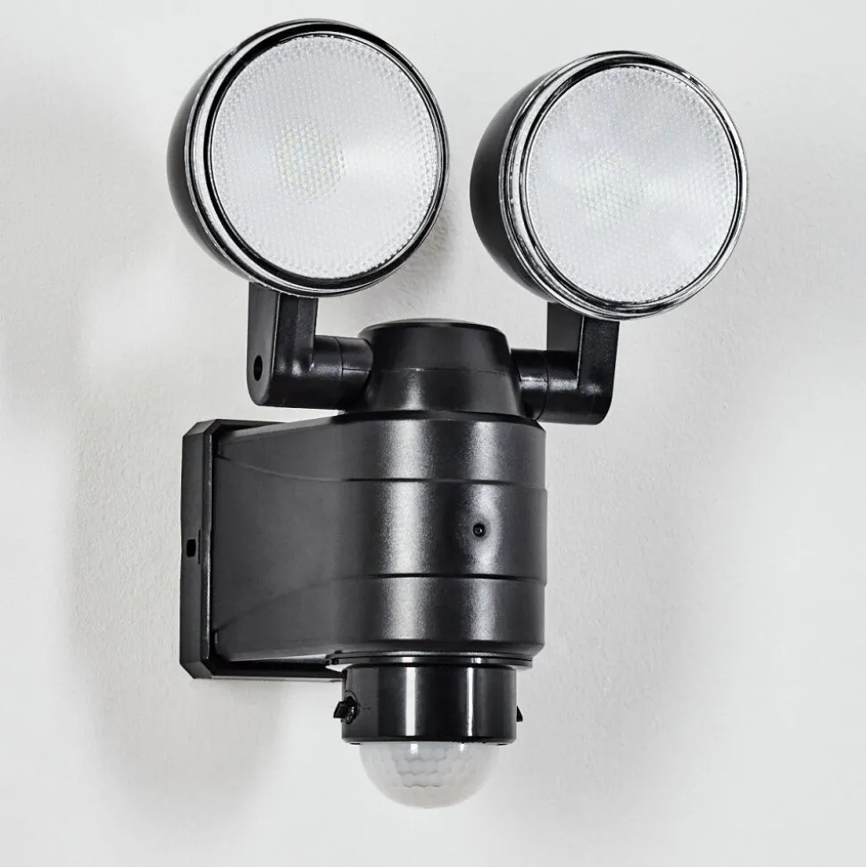 Applique Murale D'Exterieur Anyarhwi Led Noir, 2 Lumieres, Detecteur De Mouvement