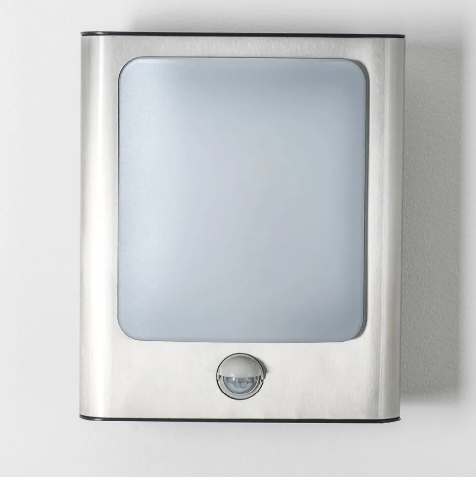 Applique Murale D'Exterieur Kimola Led Nickel Mat, 1 Lumiere, Detecteur De Mouvement