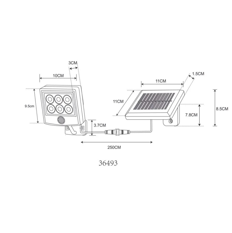Applique Murale D'Exterieur Globo Solar Led Noir, Argente, 6 Lumieres, Detecteur De Mouvement