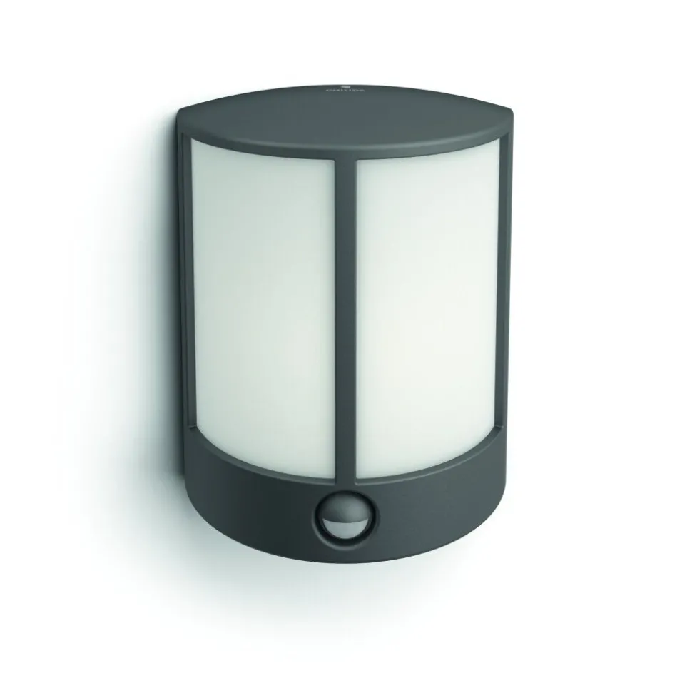 Applique Murale D'Exterieur Philips Stock Led Anthracite, 1 Lumiere, Detecteur De Mouvement