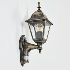 Applique Murale D'Exterieur Naofe Brun, Or, 1 Lumiere, Detecteur De Mouvement