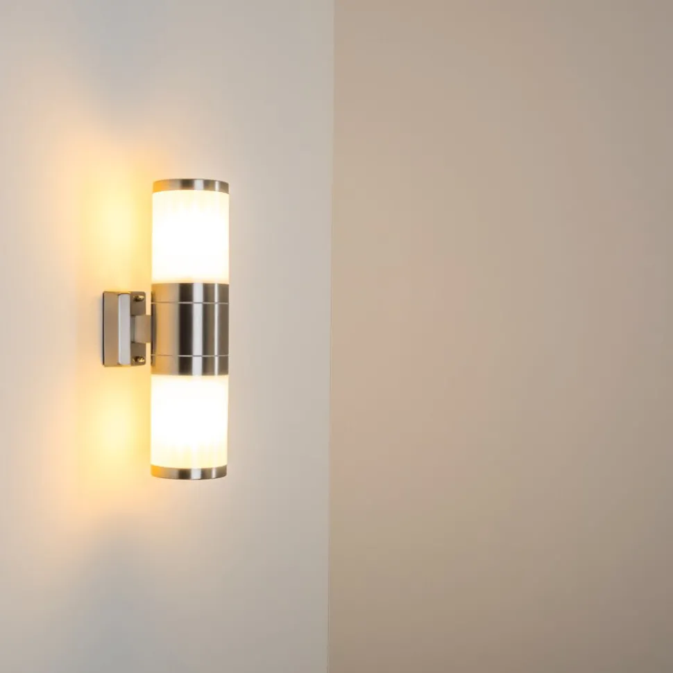 Applique Murale D'Exterieur Tolsona Acier Inoxydable, 2 Lumieres