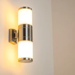 Applique Murale D'Exterieur Tolsona Acier Inoxydable, 2 Lumieres