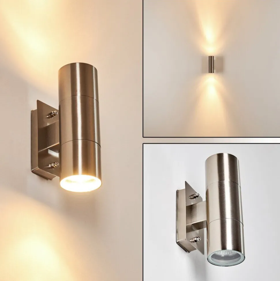Applique Murale D'Exterieur Malaga Acier Inoxydable, 2 Lumieres