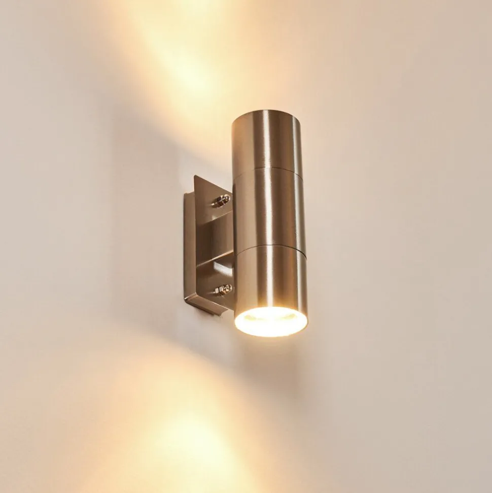 Applique Murale D'Exterieur Malaga Acier Inoxydable, 2 Lumieres