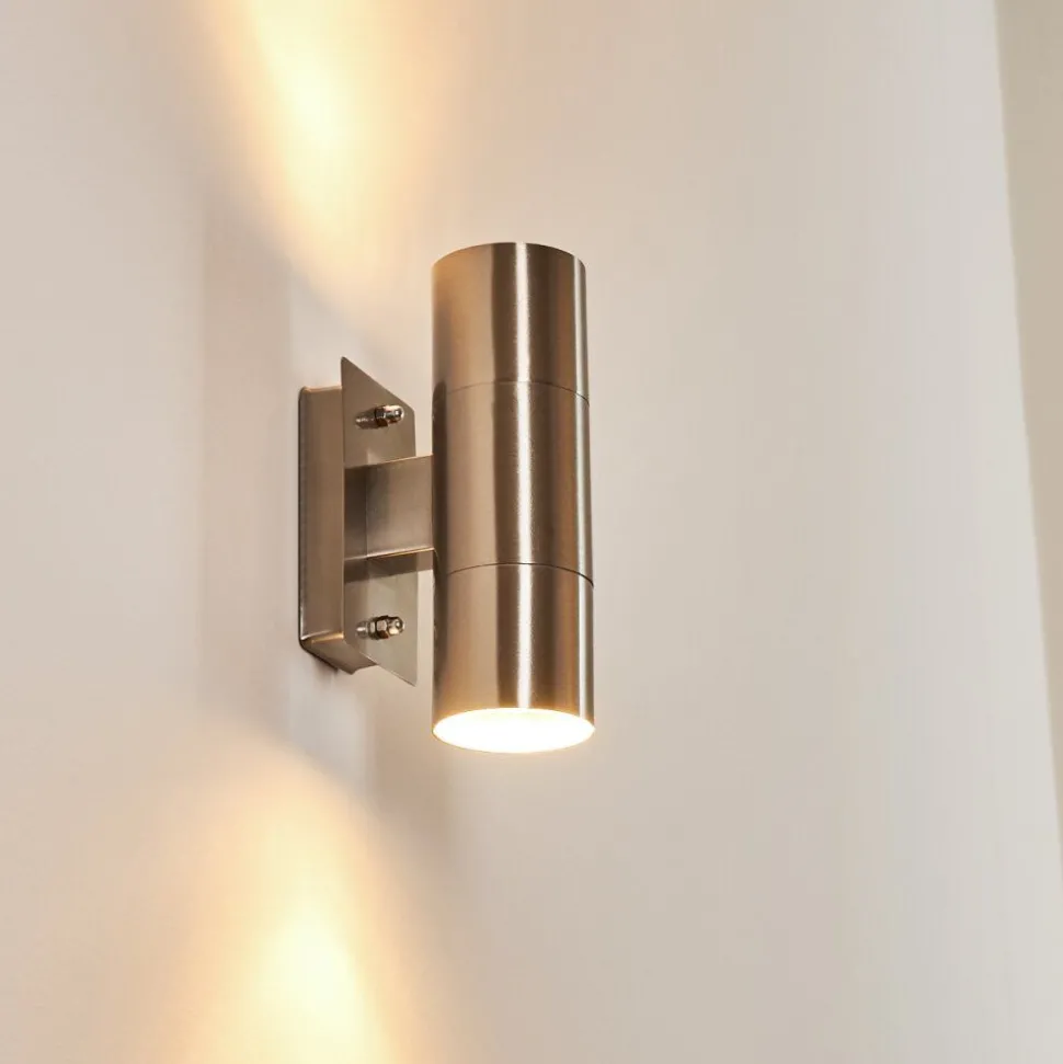 Applique Murale D'Exterieur Malaga Acier Inoxydable, 2 Lumieres
