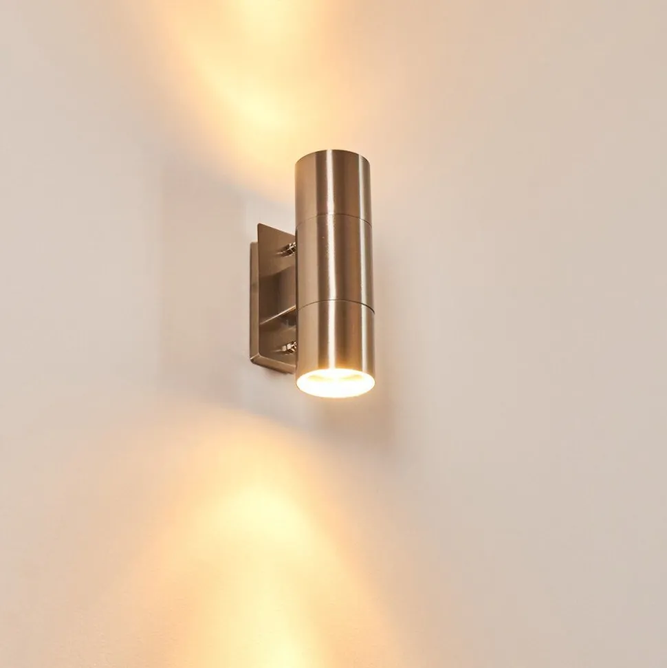 Applique Murale D'Exterieur Malaga Acier Inoxydable, 2 Lumieres