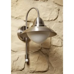 Applique Murale Eglo Sidney Acier Inoxydable, Detecteur De Mouvement