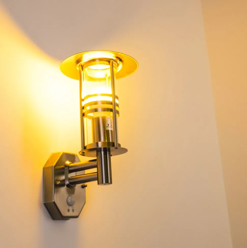 Applique Murale Forli Acier Inoxydable, 1 Lumiere, Detecteur De Mouvement