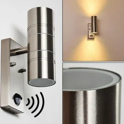 Applique Murale Froslev Led Chrome, 2 Lumieres, Detecteur De Mouvement